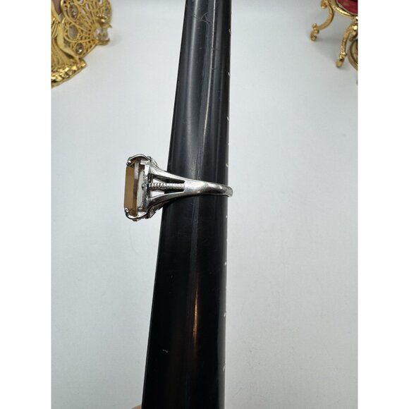 Fashion Art Deco Style NRT Crystal Filigree Sz 10.5 Statement Silver Tone Ring - Picture 8 of 12